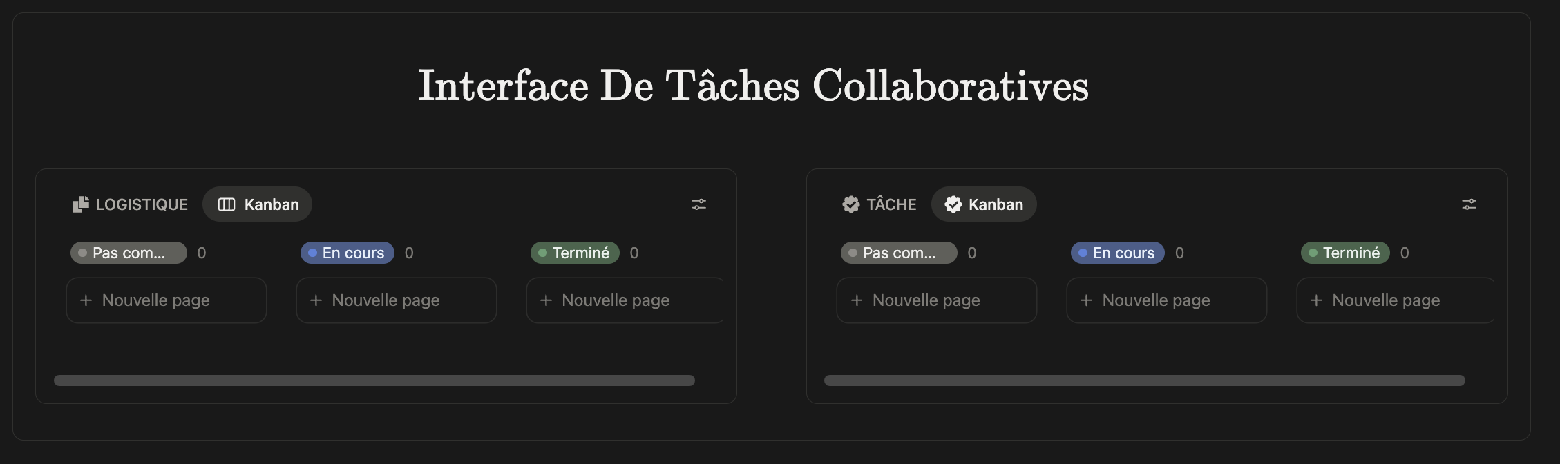 Interface de tâches collaboratives